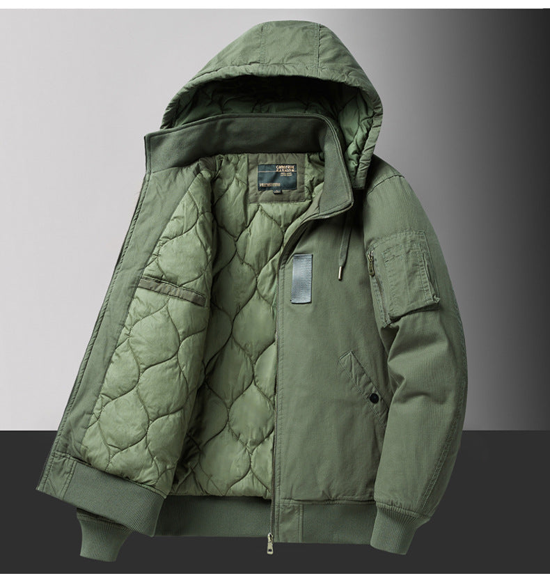 Herren  Kapuzen Stepp Thermal Bomberjacke mit Utility-Tasche an den Ärmeln und gerippten Besätzen Echo Archiv