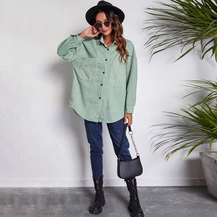 Damen Oversized Hemdblusenshirt aus Cord Echoarchiv