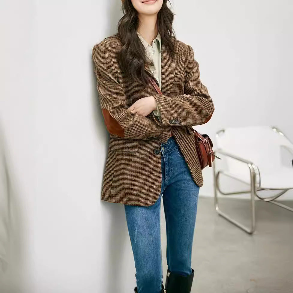 Damen Eleganter Karierter Blazer Echoarchiv