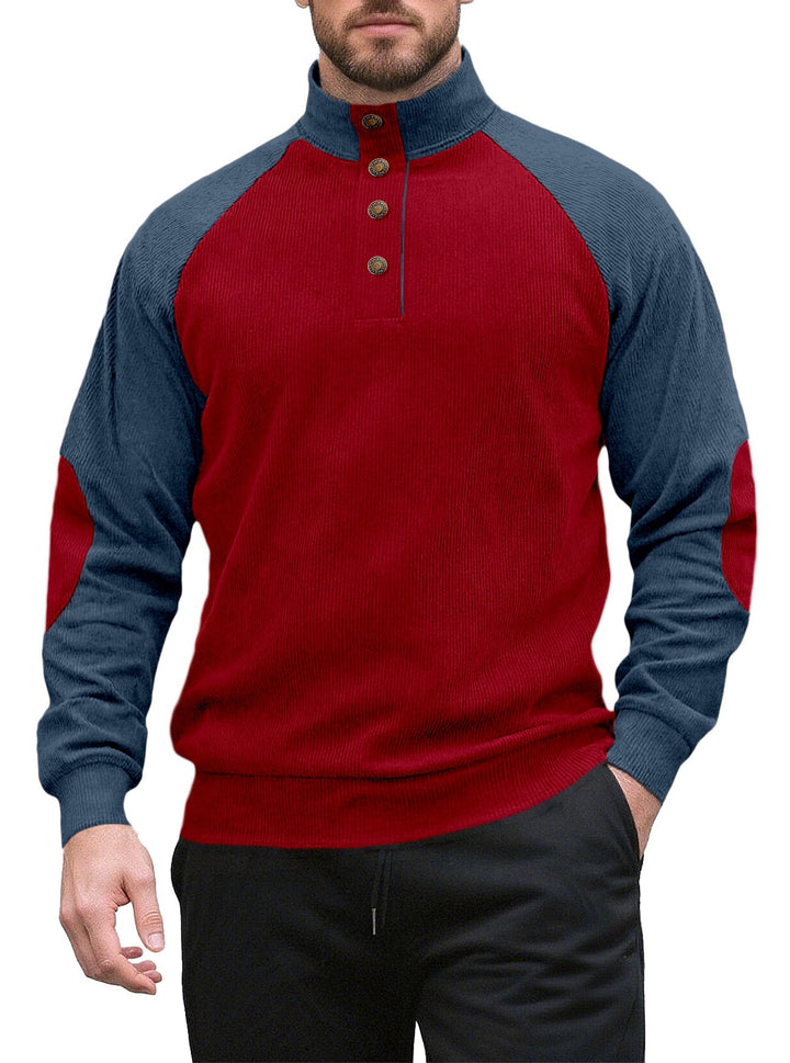 Herren Strickpullover mit modernem Knopfleisten-Design und Raglanärmeln Echoarchiv