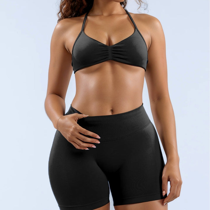 Damen Sport-Bikini-Oberteil mit hoch geschnittenen Shorts und nahtlosem Design Echo Archiv