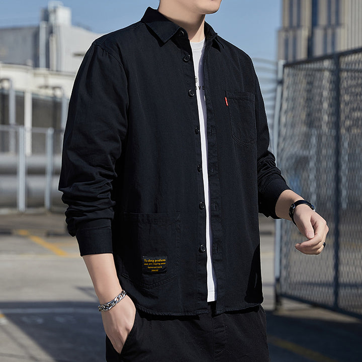 Herren vielseitige Langarmhemdjacke mit praktischen Taschen Echoarchiv