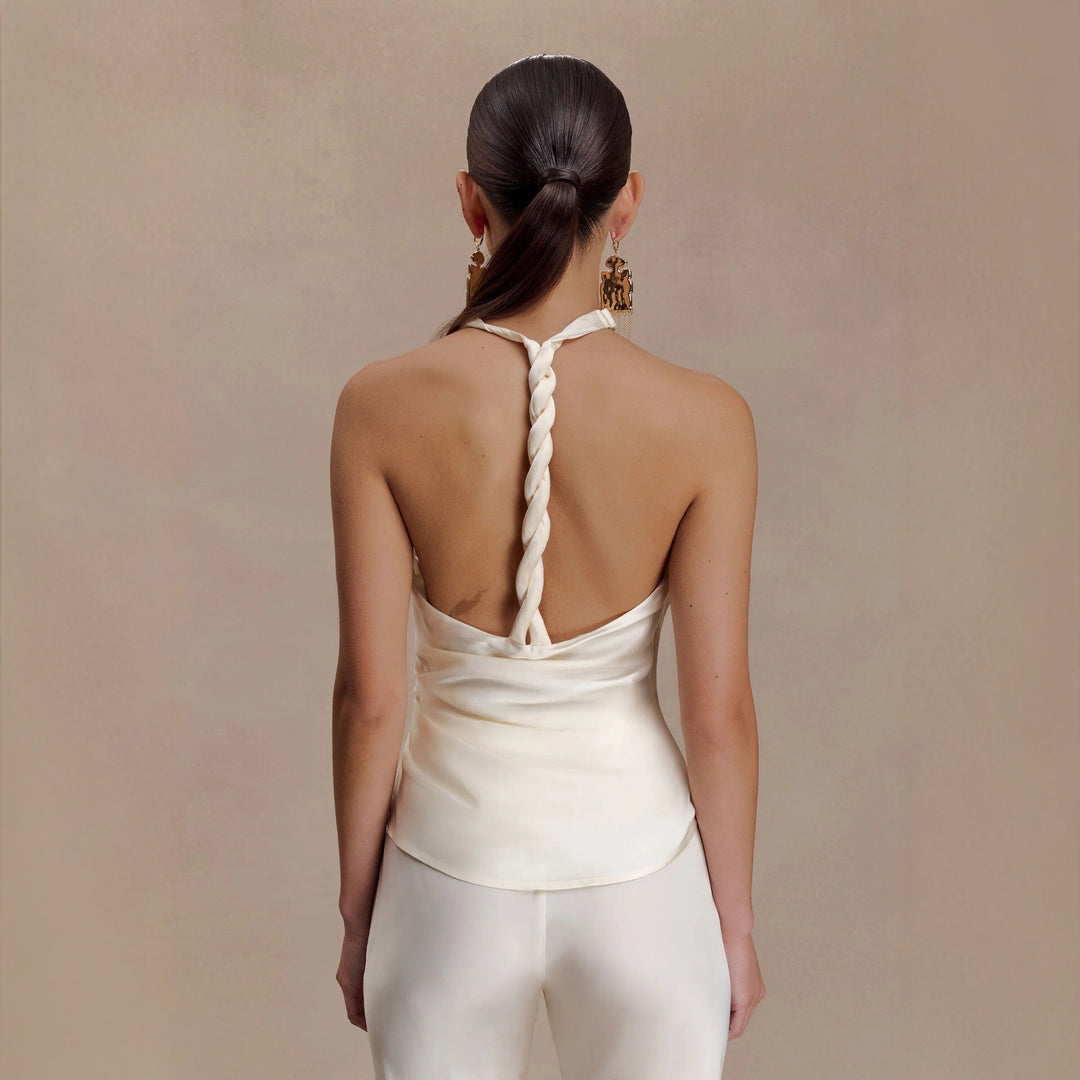 Damen Elegante Bluse mit asymmetrischem Schnitt und Drapierung Echo Archiv