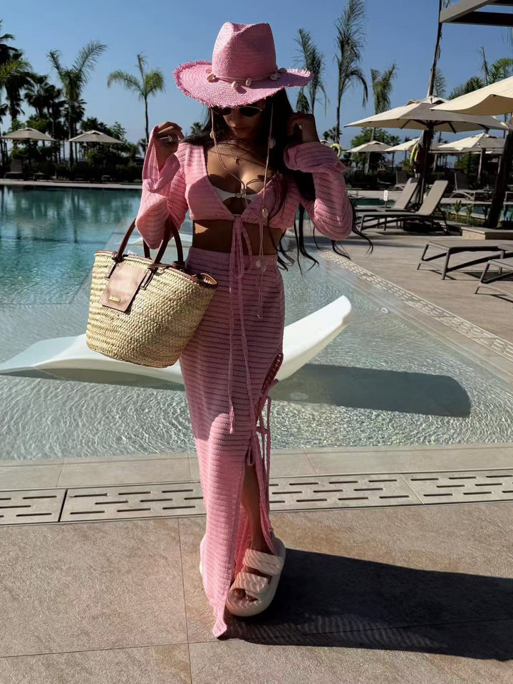 Damen bezauberndes strandtaugliches Outfit mit Cropped Top und Maxiröcke Echo Archiv
