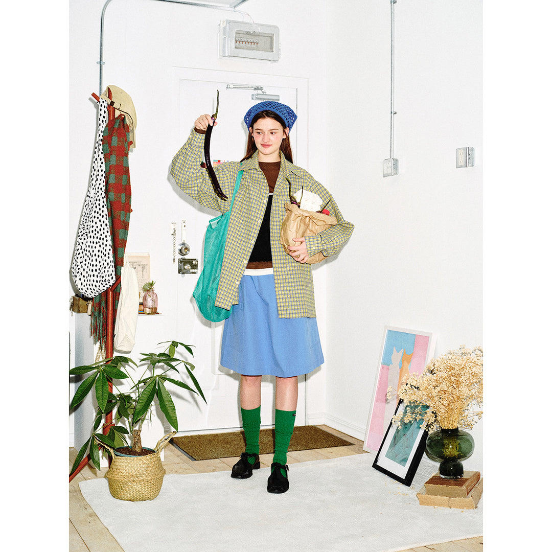 Unisex Oversize Karo-Hemd mit kastiger Silhouette, geradem Saum und aufgesetzter Brusttasche Echoarchiv