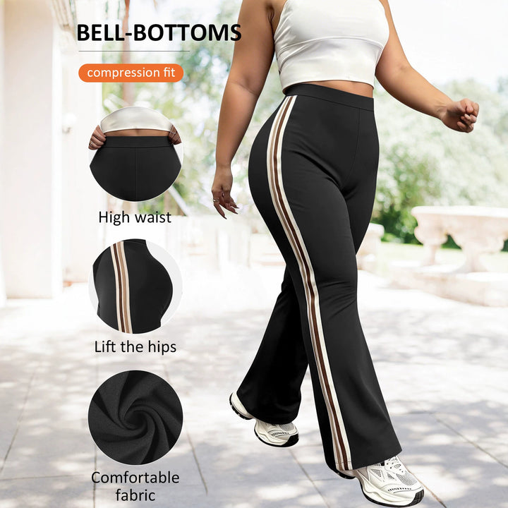 Damen High-Waist Schlaghose mit seitlichem Streifen und Scrunch-Po – Avélisse