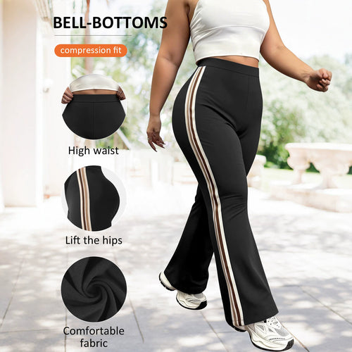 Damen High-Waist Schlaghose mit seitlichem Streifen und Scrunch-Po – Avélisse