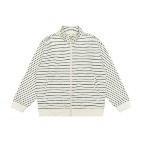 Unisex Gestreifte Strick-Zipjacke mit Stehkragen und aufgesetzten Eingrifftaschen Echo Archiv