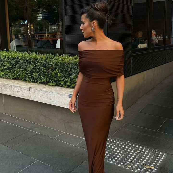Damen Off-Shoulder Maxikleid Echo Archiv