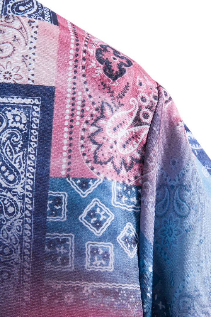 Herren Kurzarmhemd im kreativen Bandana-Design mit stilvollem Stehkragen Echoarchiv