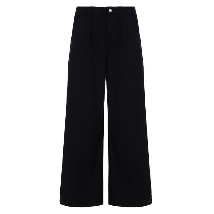 Damen weit geschnittene Baumwollhose mit hohem Taillenbund und praktischen Taschen Echo Archiv