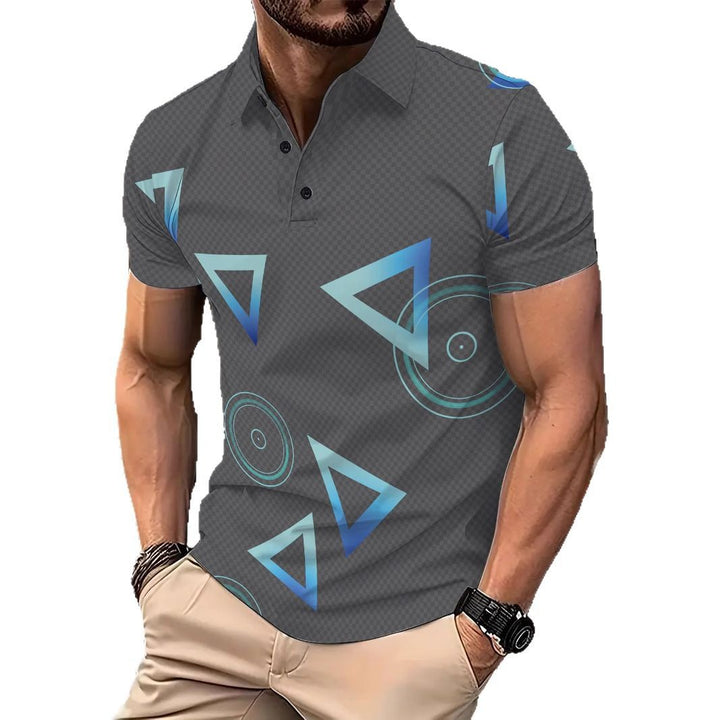 Herren modernes Poloshirt mit kreativem geometrischen Design Echoarchiv