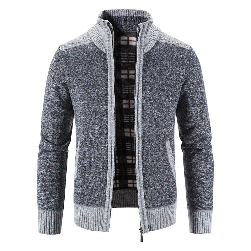 Herren Strickjacke mit modernem Stehkragen und strukturiertem Design Echoarchiv