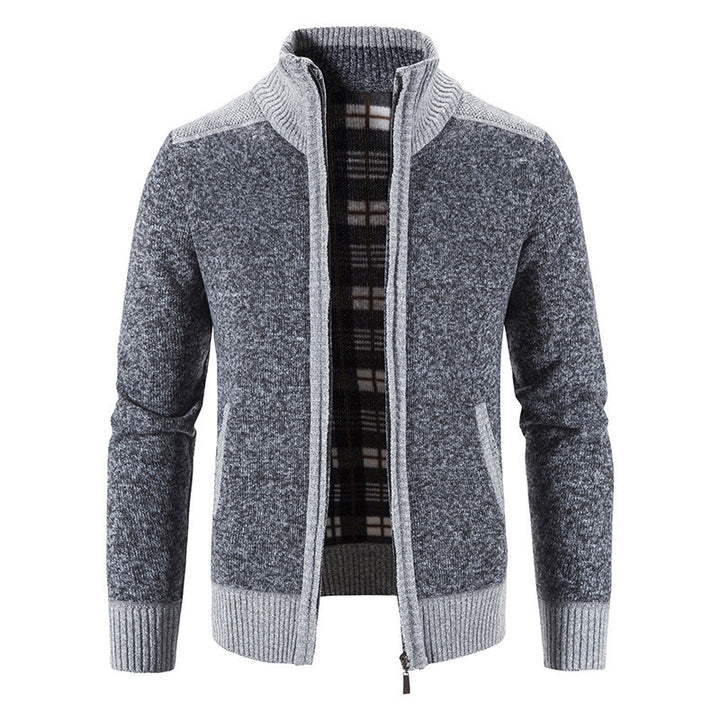 Herren Strickjacke mit modernem Stehkragen und strukturiertem Design Echoarchiv