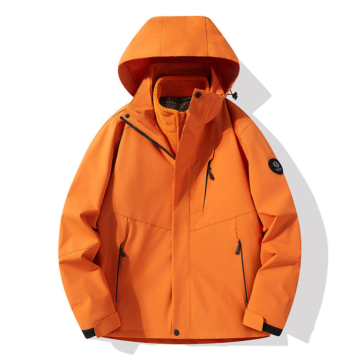 Herren dreilagige atmungsaktive Softshell-Trekkingjacke mit integriertem Fleecekragen und verstellbarer Kapuze Echoarchiv