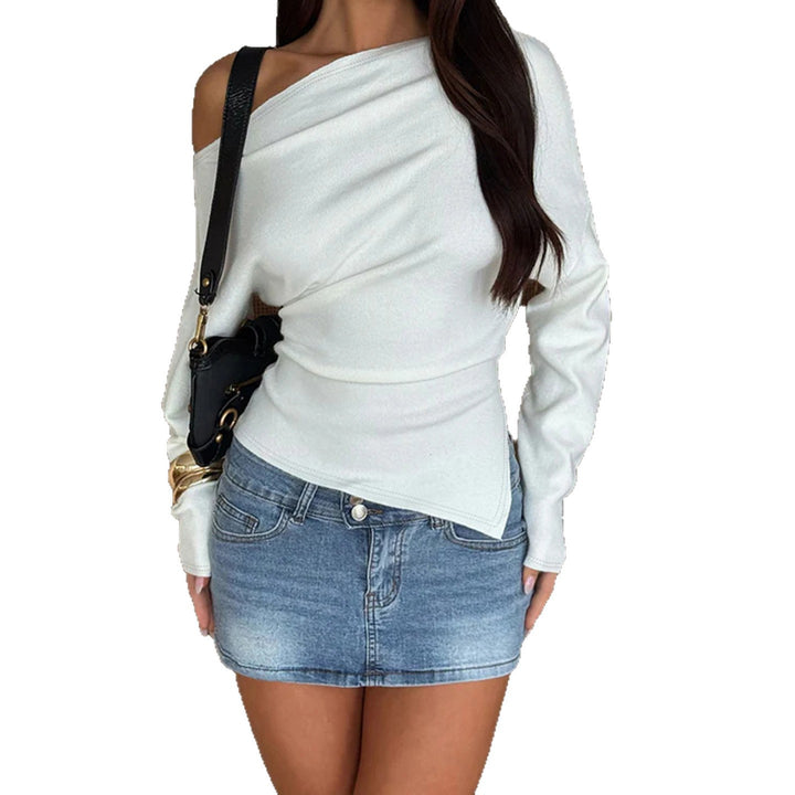 Damen Asymmetrisches One-Shoulder Feinstrick-Top mit taillierter Passform Echo Archiv