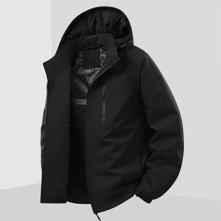 Herren Leichte isolierte Hybrid-Outdoorjacke mit Thermofutter, Kapuze und wasserdichten Reißverschlüssen Echo Archiv