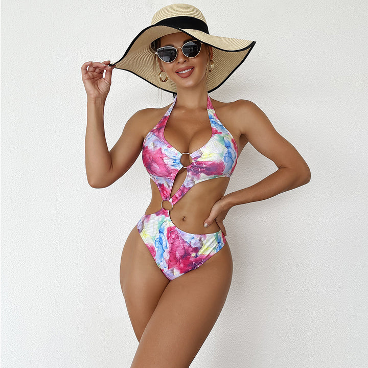 Damen Einteiler Badeanzug mit schickem Cut-Out und buntem Design Echo Archiv