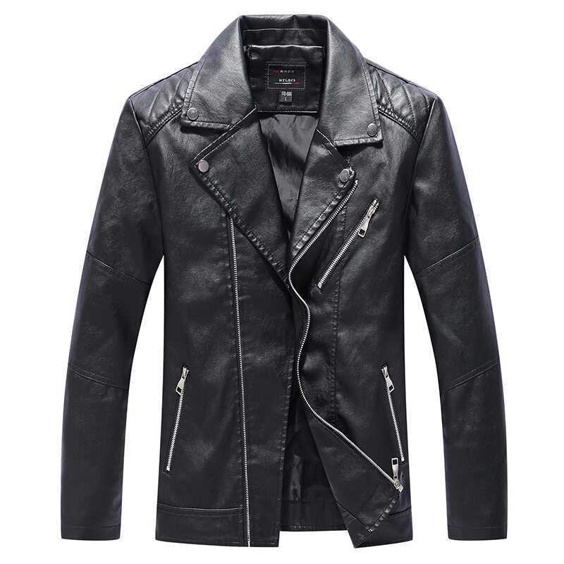 Herren Slim‑Fit Kunstleder‑Motorradblouson mit asymmetrischer Reißverschluss‑Front Echo Archiv