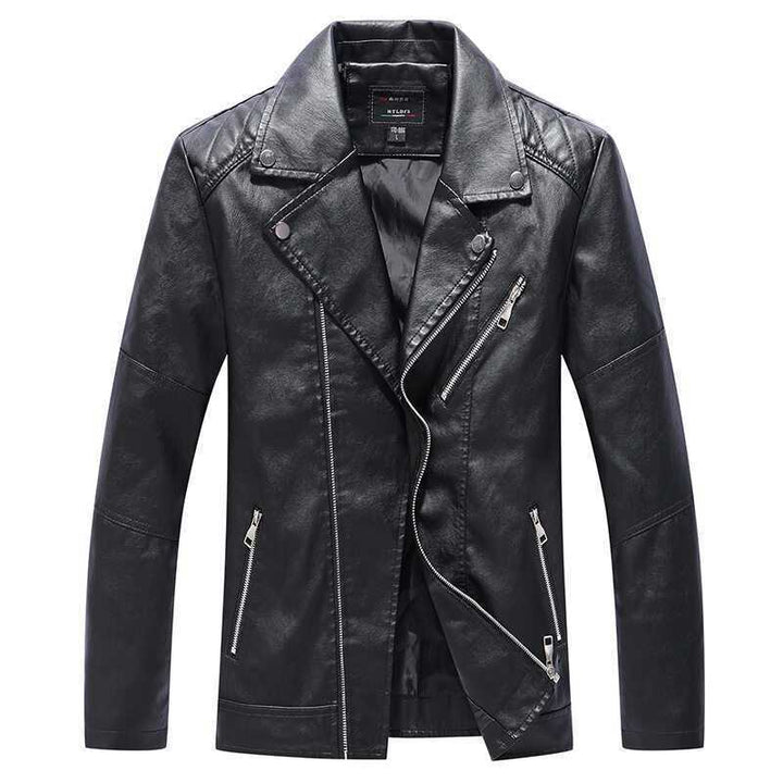 Herren Slim‑Fit Kunstleder‑Motorradblouson mit asymmetrischer Reißverschluss‑Front Echo Archiv