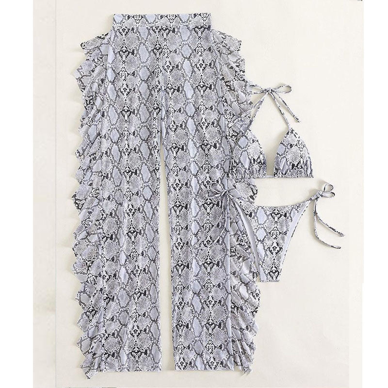 Damen Bikini-Set mit raffiniertem Schlangenmotiv und schwingendem Rock Echo Archiv
