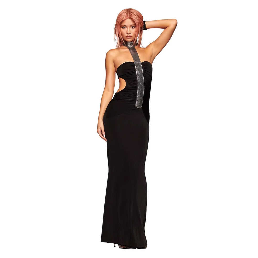 Damen Hochwertiges Maxikleid mit schimmerndem Halsband Echo Archiv