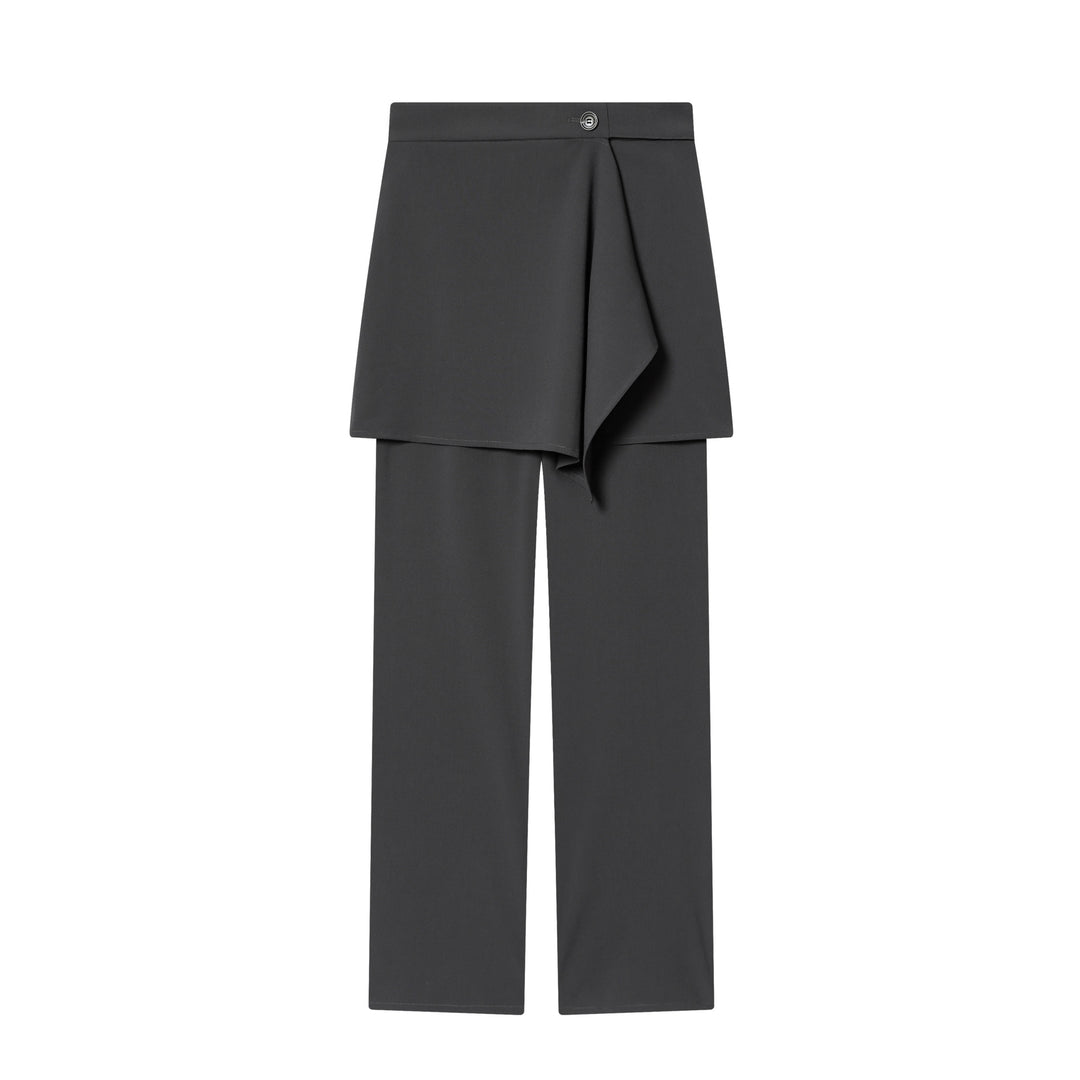 Damen nan Highwaist-Hose mit weitem Bein und asymmetrischem Wickelrock-Overlayer Echo Archiv