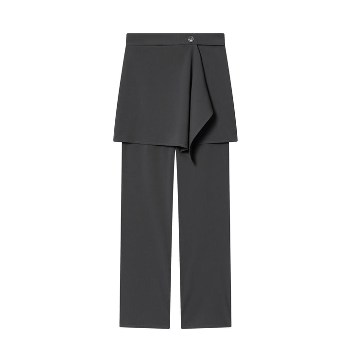 Damen nan Highwaist-Hose mit weitem Bein und asymmetrischem Wickelrock-Overlayer Echo Archiv