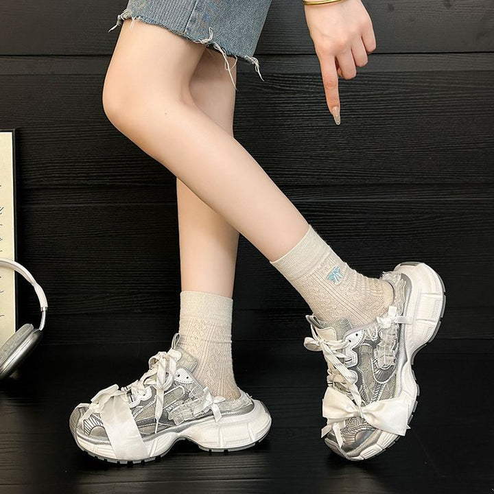 Damen Chunky‑Sneaker mit floraler Spitze und Satin‑Schleife Echo Archiv