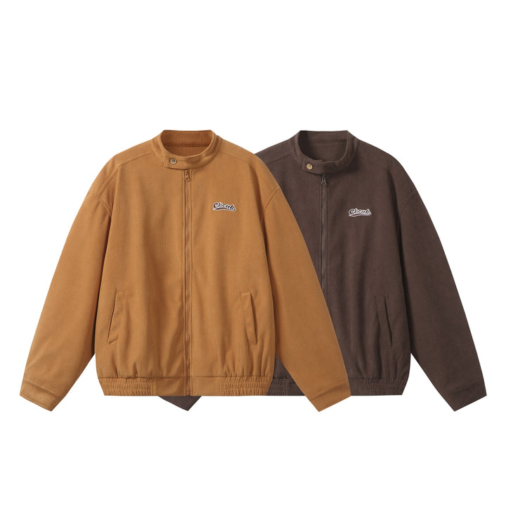 Unisex weit geschnittene Cord‑Blousonjacke mit Stehkragen, durchgehendem Reißverschluss und elastischem Saum Echoarchiv