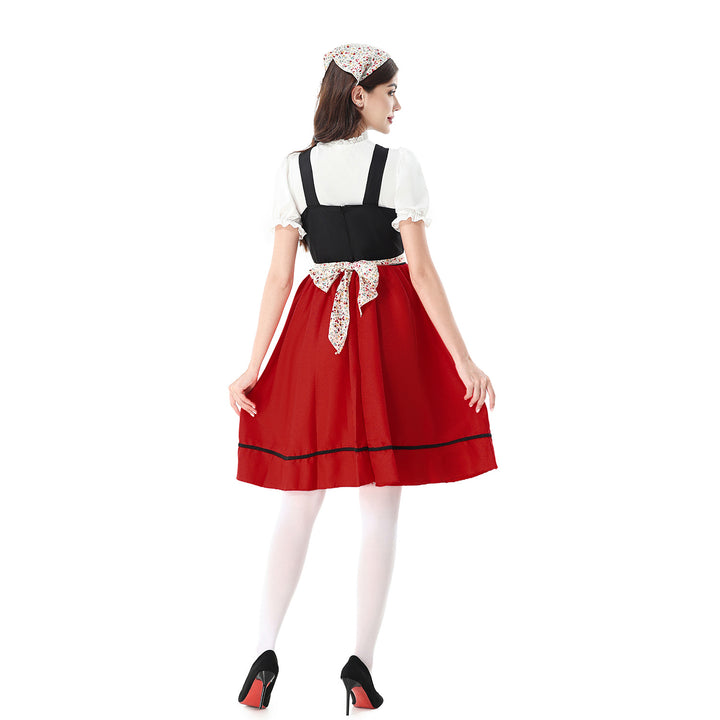 Damen nan traditionelles Dirndlkleid mit geschnürtem Mieder und floraler Schürze Echo Archiv