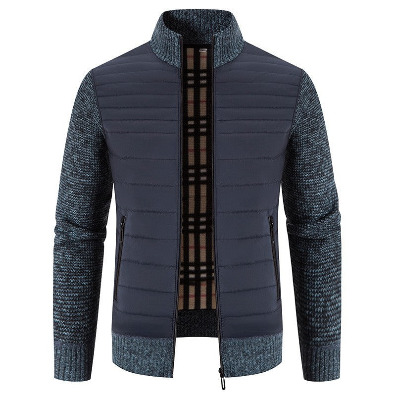 Herren Steppjacke mit modernem Strickärmeln und hohem Kragen Echoarchiv