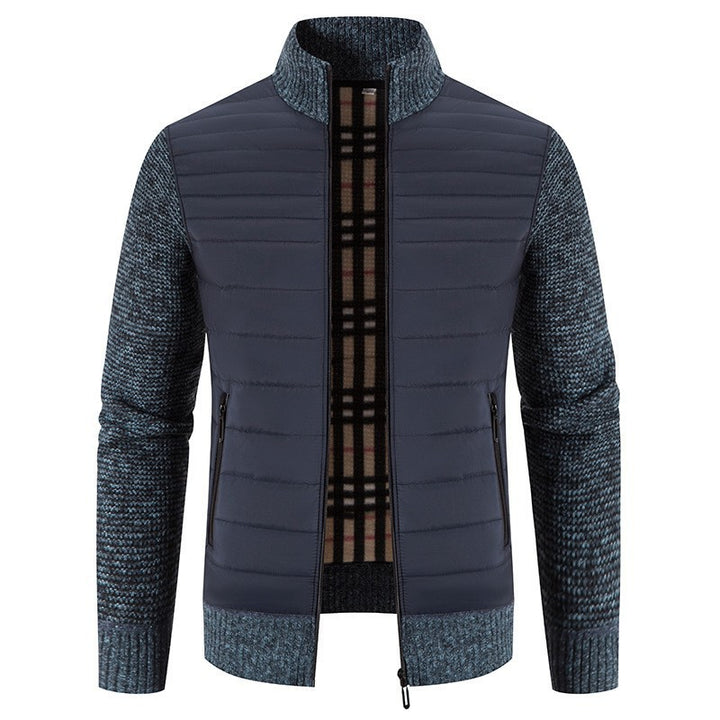 Herren Steppjacke mit modernem Strickärmeln und hohem Kragen Echoarchiv