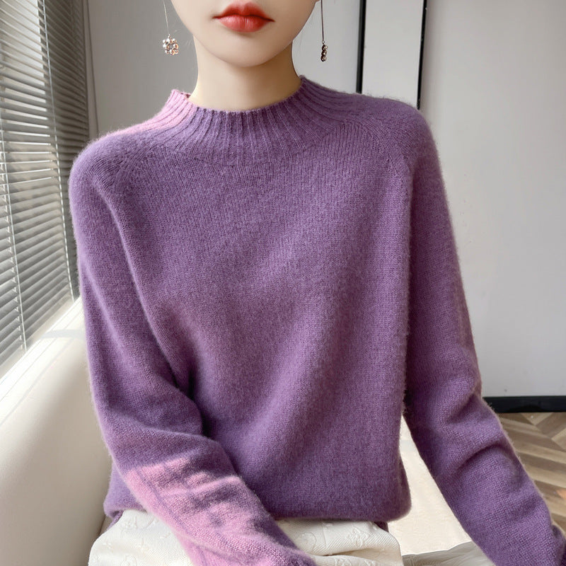 Damen Kurz-Mockneck-Pullover aus flauschigem Mohair-Mix mit kastiger Silhouette Echoarchiv