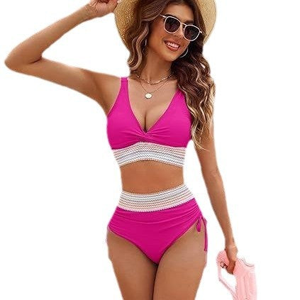 Damen Bikini-Set mit Modischem Wickeloberteil und Hochgeschnittenen Unterteilen Echoarchiv