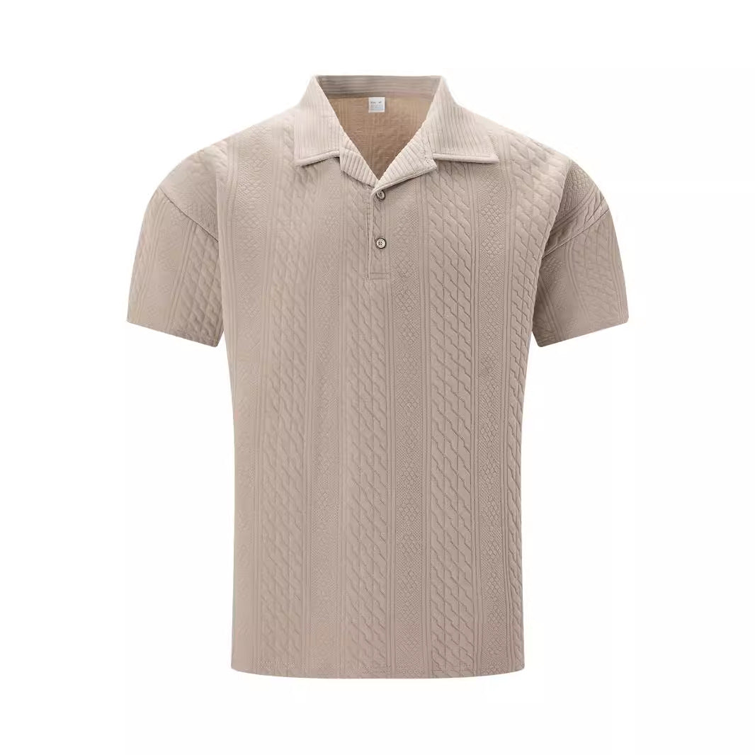 Herren modisches Kurzarm-Polohemd mit strukturiertem Design Echoarchiv