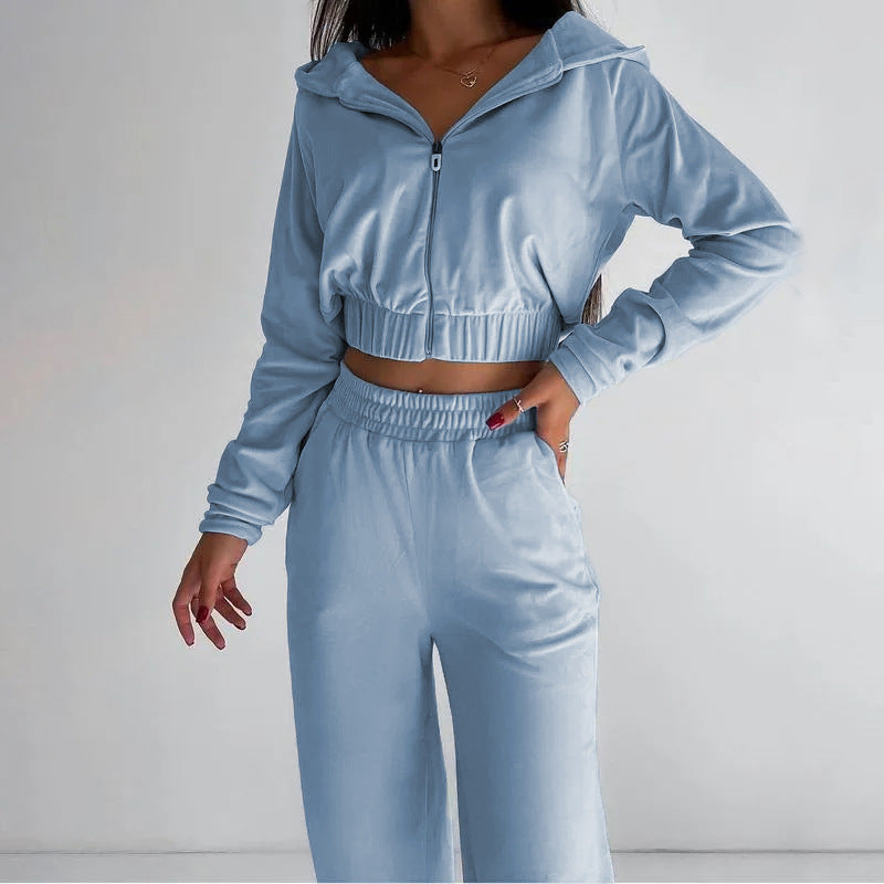 Damen nan kurz geschnittenes Thermo-Fleece-Set mit Halbfront-Reißverschluss und hohem Komfortbund Echo Archiv