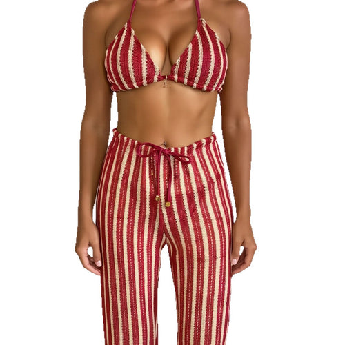 Damen Bikini-Set mit gestreiftem Oberteil und lässigen Hosen Echo Archiv