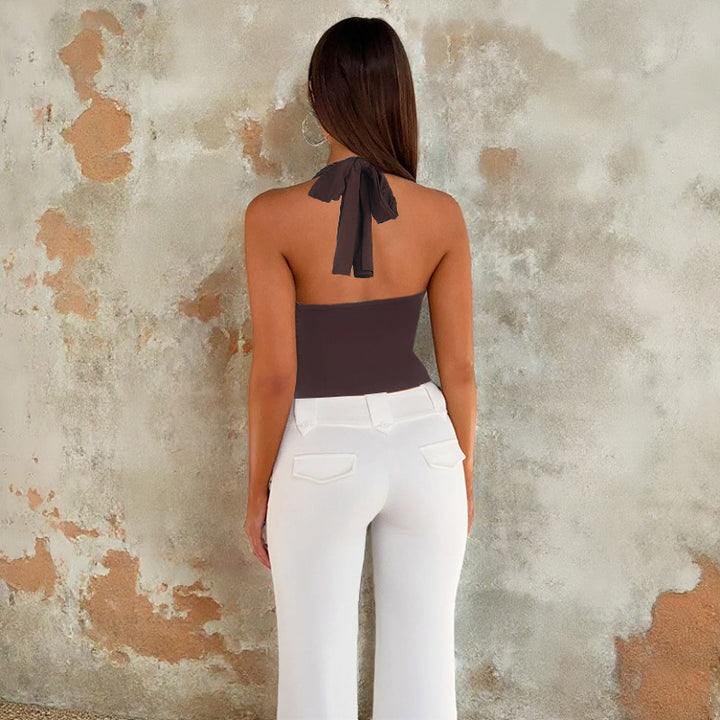 Damen Halter-Crop-Top mit gerafftem Design Echo Archiv