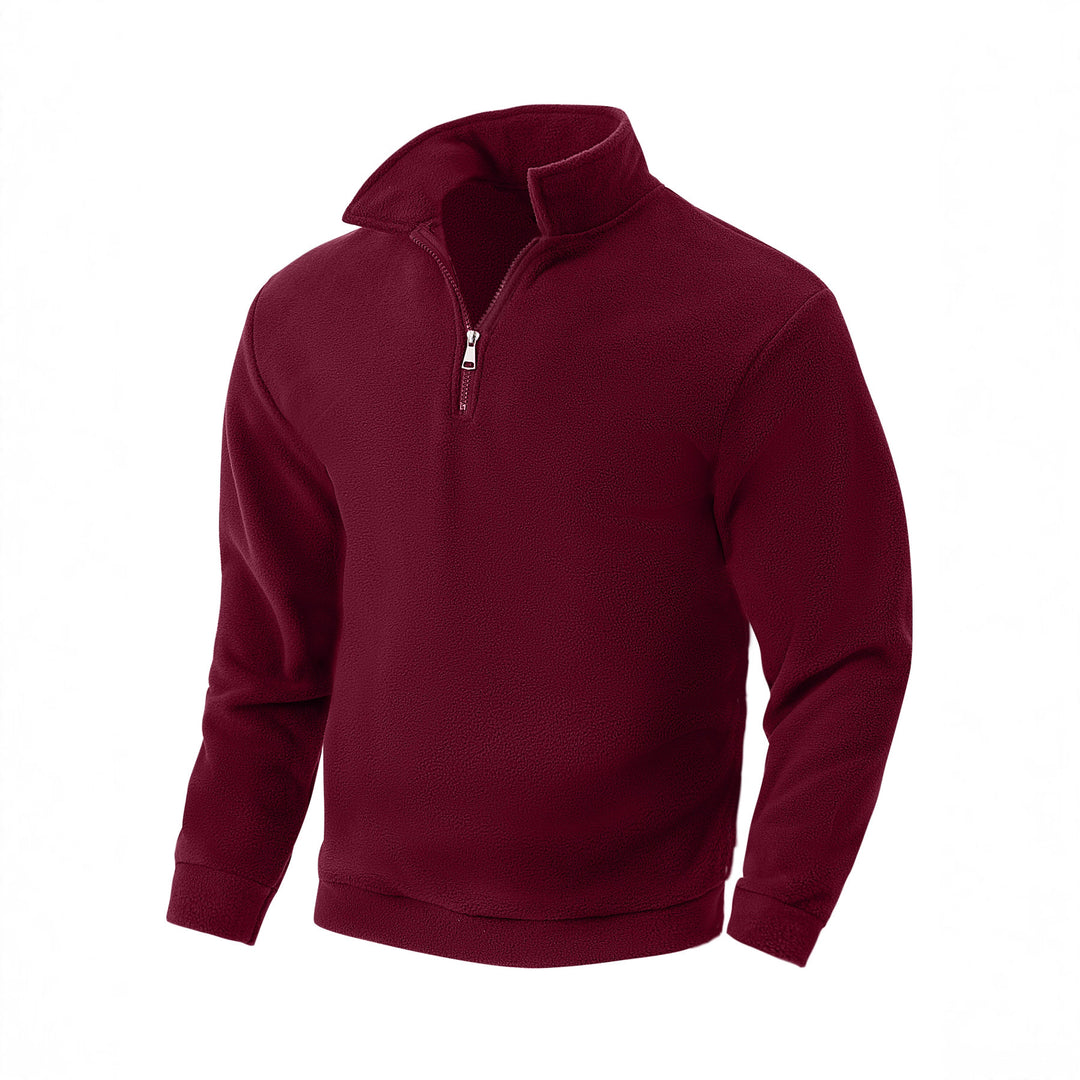 Herren Fleece-Halbzip-Pullover mit Stehkragen, weichem Teddy-Fleece und elastischen Bündchen – Cavarno