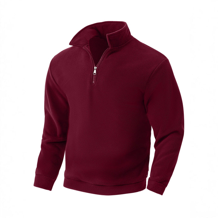 Herren Fleece-Halbzip-Pullover mit Stehkragen, weichem Teddy-Fleece und elastischen Bündchen – Cavarno