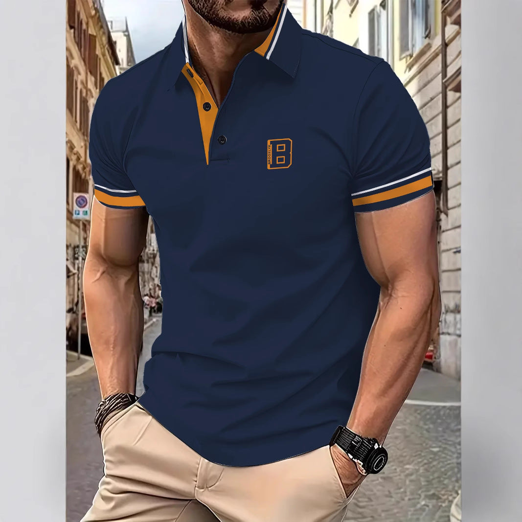 Herren Kurzarm Poloshirt mit modischen Kontrastdetails Echoarchiv