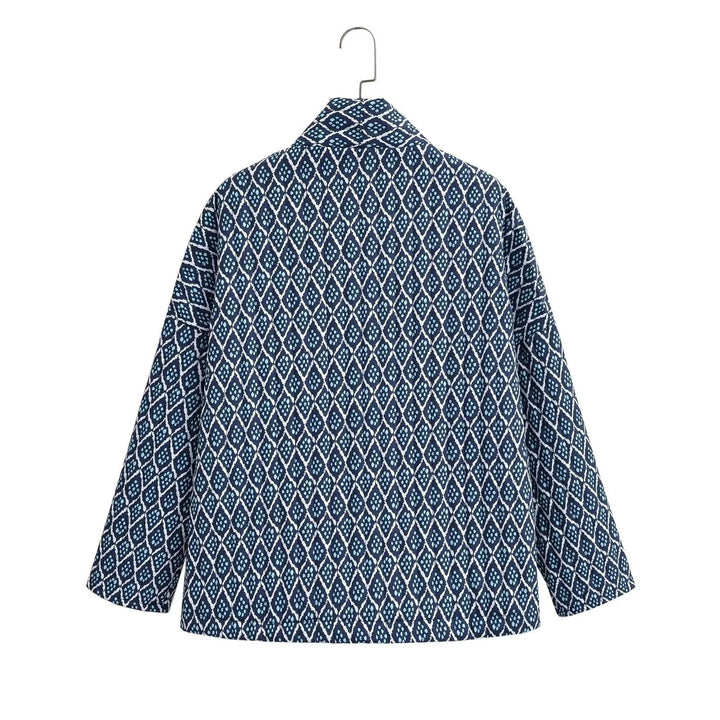 Damen Gemusterte gesteppte Kimono-Jacke mit aufgesetzten Taschen Echo Archiv