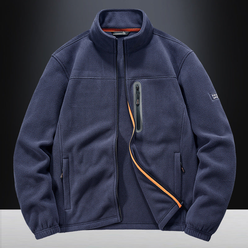 Herren Fleecejacke mit windabweisendem Microfleece, verschweißter Brustreißverschlusstasche und elastischen Bündchen – Cavarno