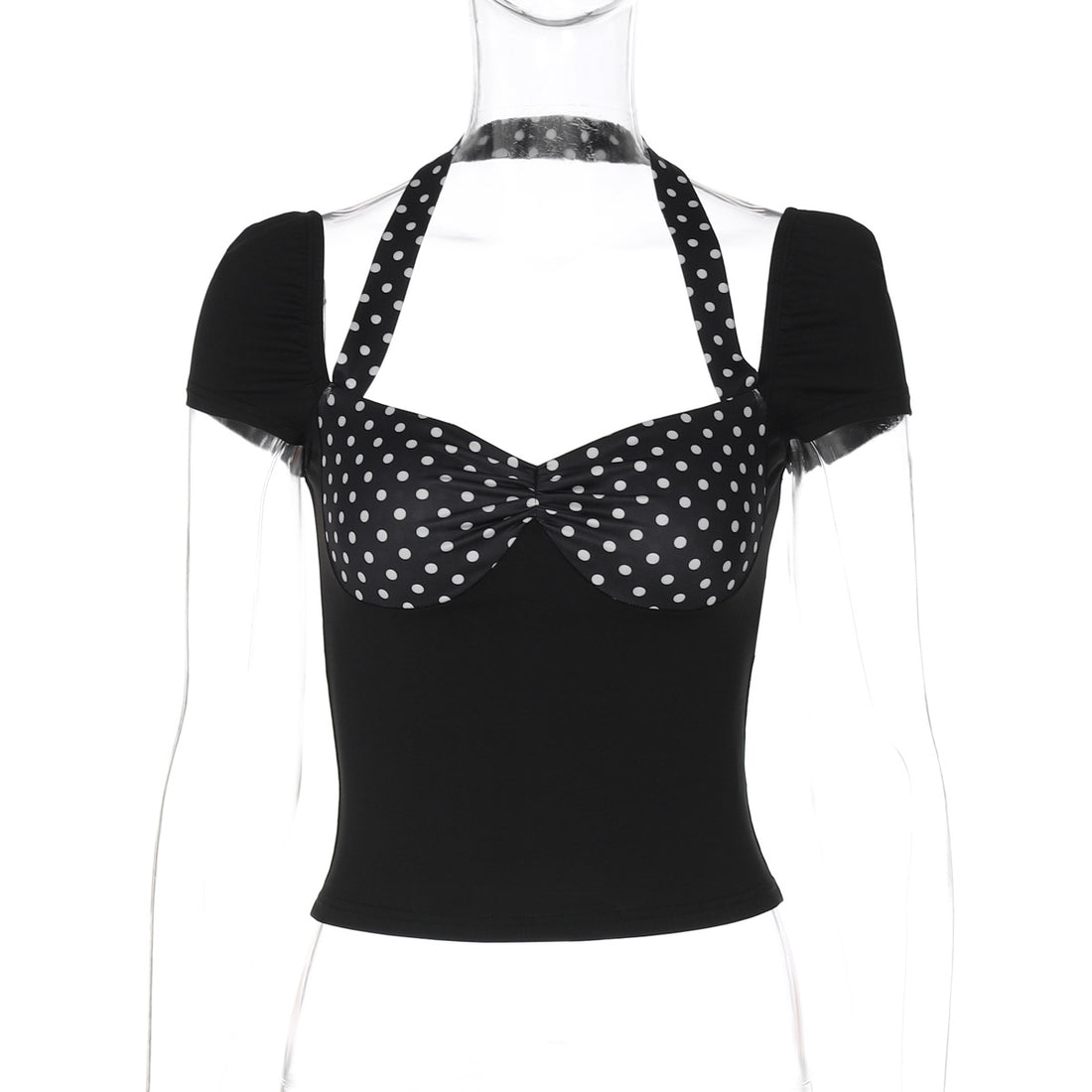 Damen Polka-Dots Top mit Raffungen – Orélia