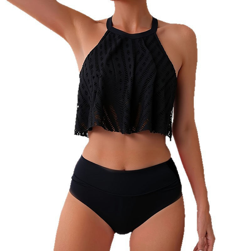 Damen Sportliches Crop-Top Bikini mit hohem Taillen-Höschen Echo Archiv