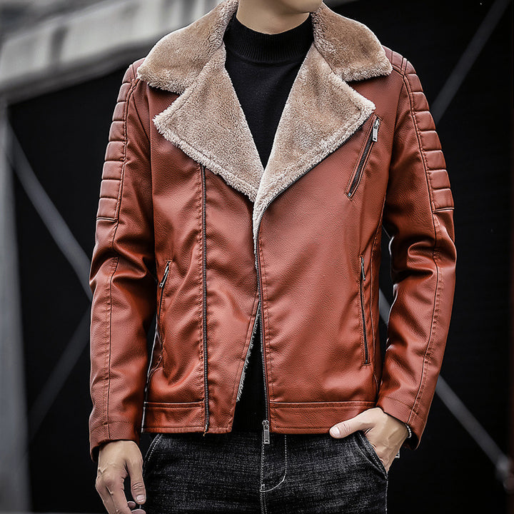 Herren Piloten-Lederjacke mit Teddyfutter, breitem Umlegekragen und gesteppter Ärmeldetail Echo Archiv