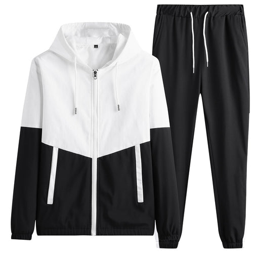 Herren Leichtes Colorblock-Trackset mit Kapuzen‑Windjacke und konischer Jogginghose Echoarchiv