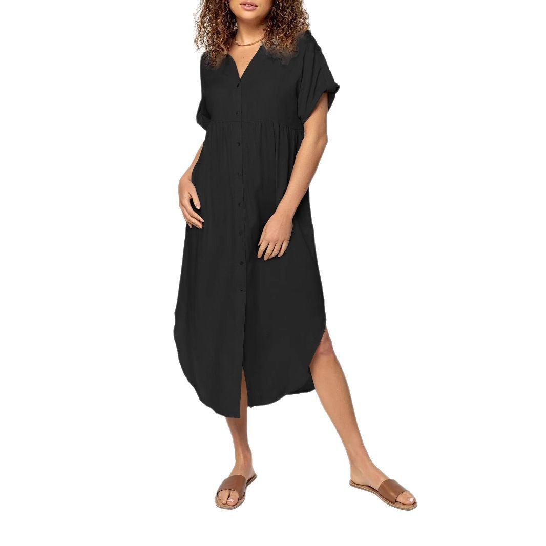 Damen Hemdkleid mit bodenlangem Schnitt und Knopfdetails Echo Archiv