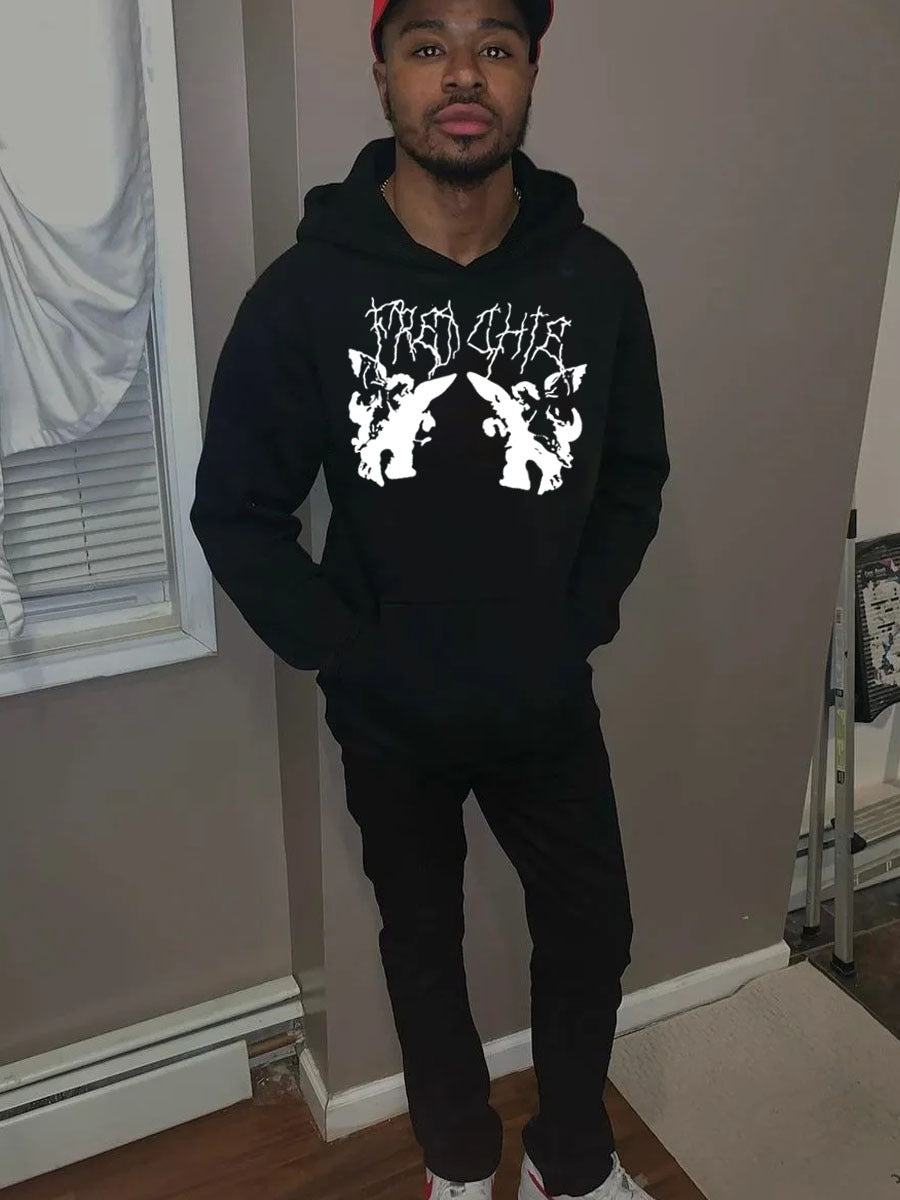 Herren Sportliches Hoodie und Jogginghose Set mit kreativem Grafikdesign Echoarchiv